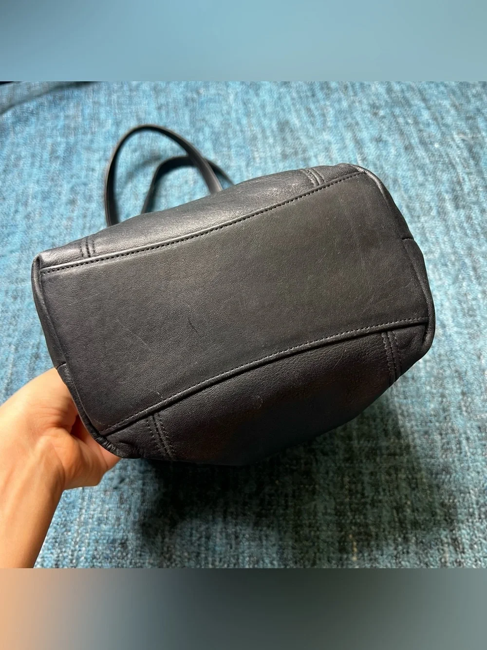 Vintage Coach Legacy Lunch Bucket Tote Shoulder Bag in Black Leather 9077